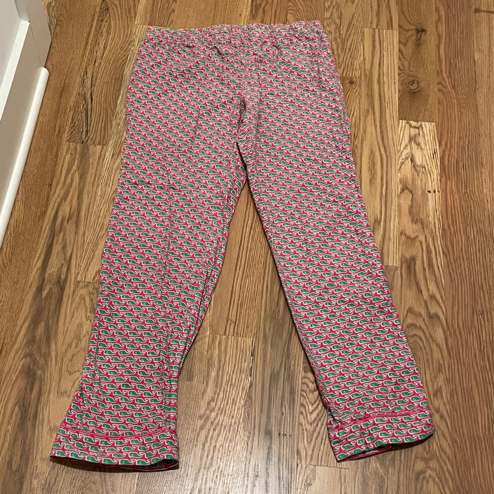 Vineyard Vines Womens Pajama Pants XS Pink Green Whale Print Cotton Sleepwear